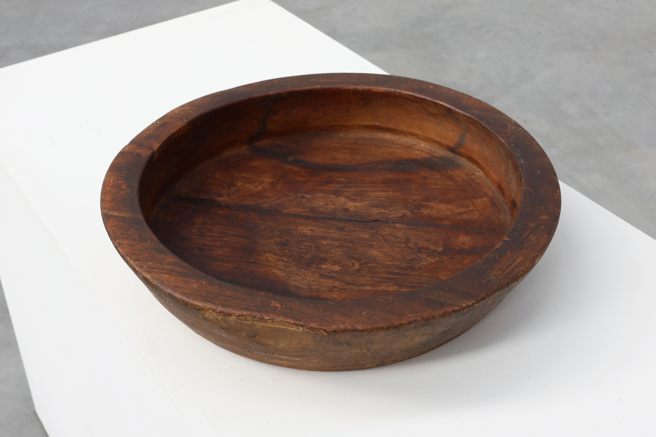 Large handcrafted solid wooden bowl in wabi wabi style, France ca. 1950thumbnail